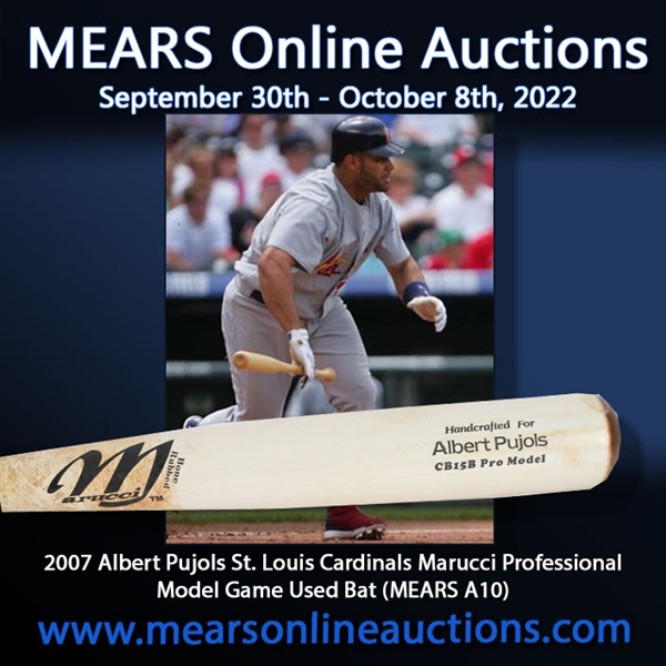 2007 Albert Pujols St. Louis Cardinals Marucci Professional Model Game Used Bat (MEARS A10)