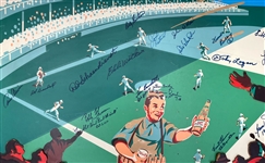 1950's Milwaukee Braves Multi Signed Go Get 'Em Braves! 35 x 47 Miller Beer Broadside w/ 22 Signatures Including Spahn, Mathews, Crandall & More (JSA)