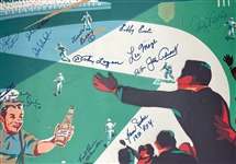 1950's Milwaukee Braves Multi Signed Go Get 'Em Braves! 35 x 47 Miller Beer Broadside w/ 22 Signatures Including Spahn, Mathews, Crandall & More (JSA)