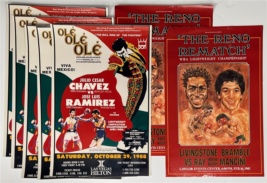 1980s-90s Boxing Posters - Lot of 10 w/ Julio Cesar Chavez, Hector Macho Camacho, Ray Boom Boom Mancini & More