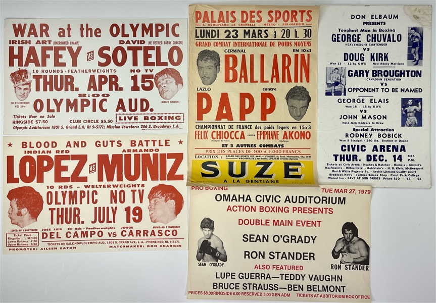 1950s-70s Boxing Posters - Lot of 10 w/ Art Hafey, Armando Muniz, Sean OGrady, George Chuvalo, Germinal Ballarin & More