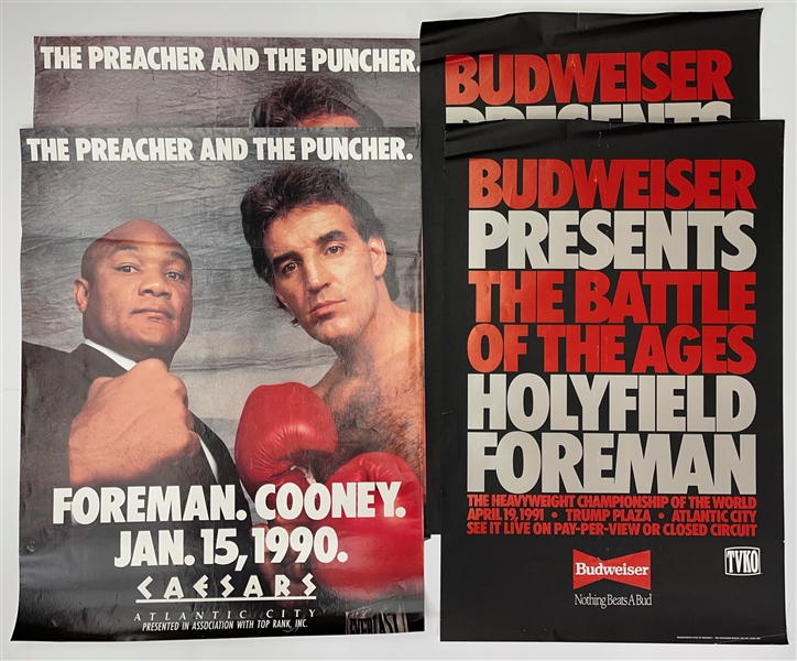 1980s-90s Boxing Posters - Lot of 6 w/ George Foreman, Evander Holyfield, Buster Douglas & More