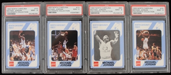 1989 Michael Jordan North Carolina Collegiate Collection Trading Cards (PSA Mint 9 Slabbed)(Lot of 4)