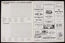 1958 Milwaukee Braves vs Los Angeles Dodgers Fort Worth La Grave Field Unscored Official Program