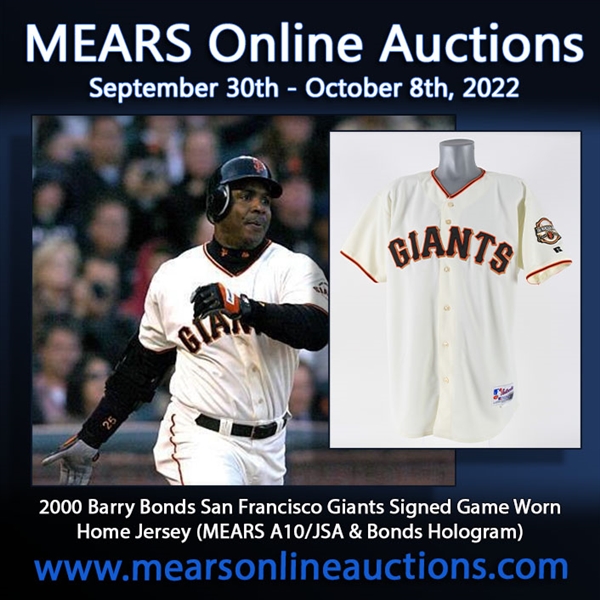 2000 Barry Bonds San Francisco Giants Signed Game Worn Home Jersey (MEARS A10/JSA & Bonds Hologram)