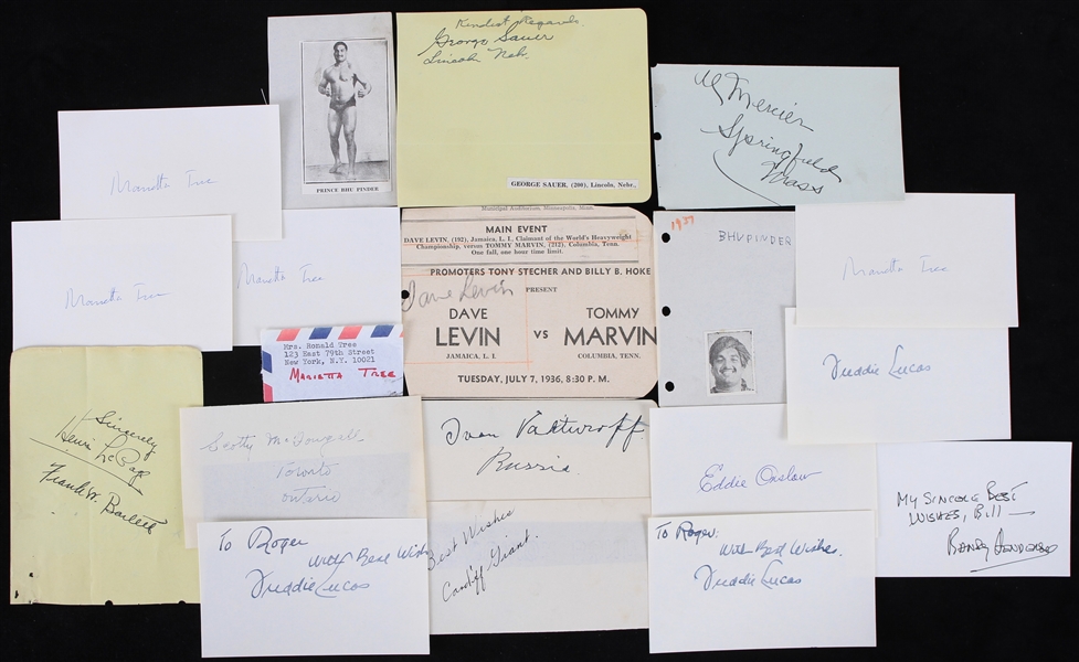 1930s-60s Americana Signed Cut Collection - Lot of 40+ w/ Wrestlers, Baseball, Socialites & More