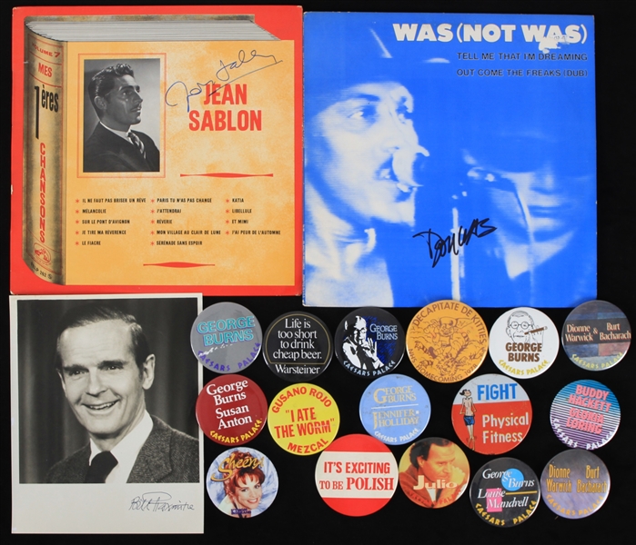 1980s-90s Jean Sablon Signed Record, Bill Proxmire Signed 8x10 Photo w/ Pinback Buttons (Lot of 18)(JSA) 