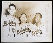 1950s Hank Aaron, Gene Conley, Del Crandall 8x10 Press Photo 