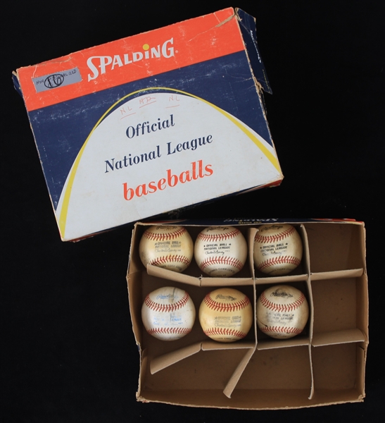 1978-89 Game Used ONL Feeney & OAL Brown Baseballs - Lot of 6 (MEARS LOA)