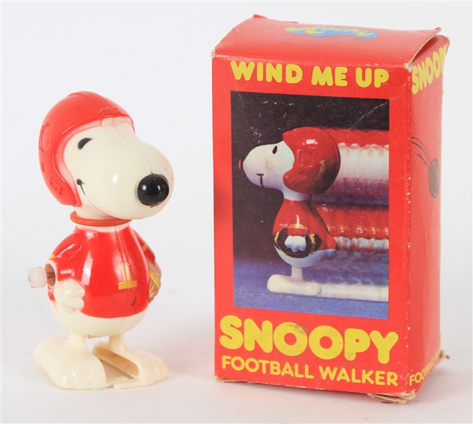 1965 Snoopy MIB Wind Me Up Football Walker Toy