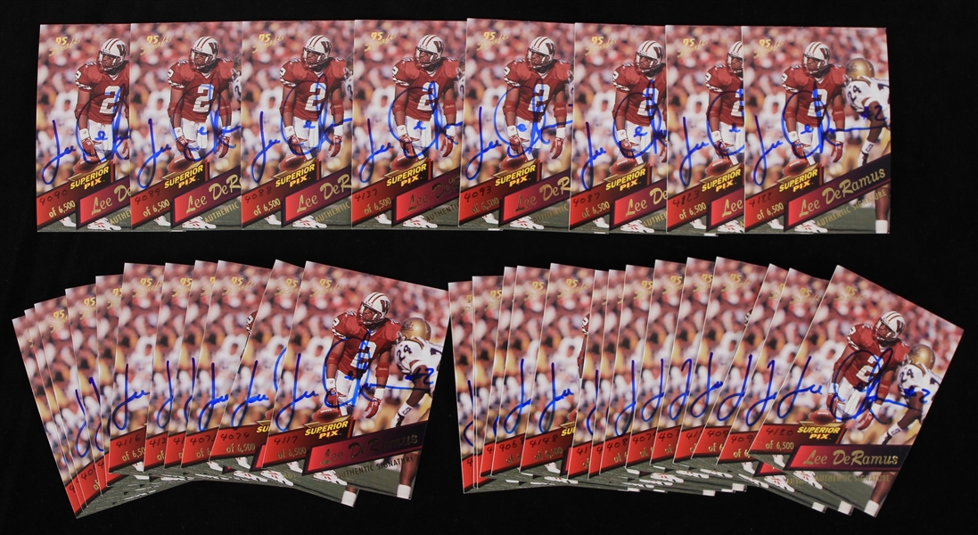 1995 Lee DeRamus Wisconsin Badgers Signed Superior Pix Football Trading Cards - Lot of 34