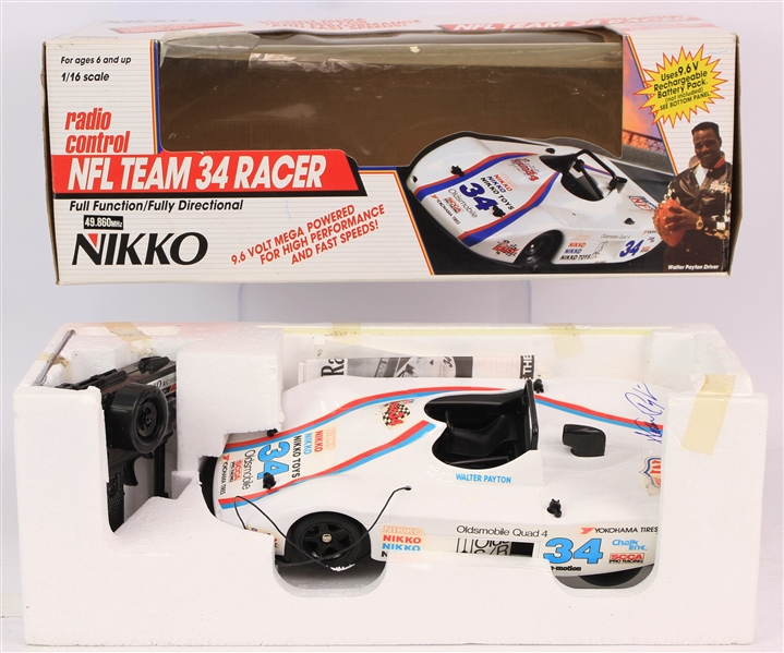 1990s Walter Payton Chicago Bears Signed Nikko NFL Team 34 Racer Remote Control Car w/ Original Box (JSA)
