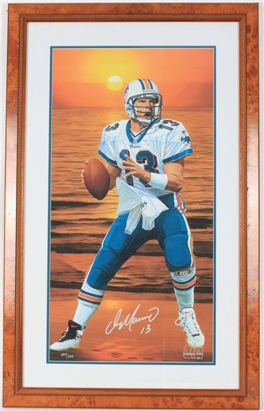 1983-99 Dan Marino Miami Dolphins Signed 25x39 Framed Print (JSA)