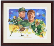 1990s Bart Starr and Brett Favre Green Bay Packers Signature Series Signed 28x33 Framed Print (JSA)