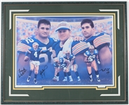1996 Brett Favre, Mark Chmura, Frank Winters Green Bay Packers Signed 27x34 Framed Print (JSA)