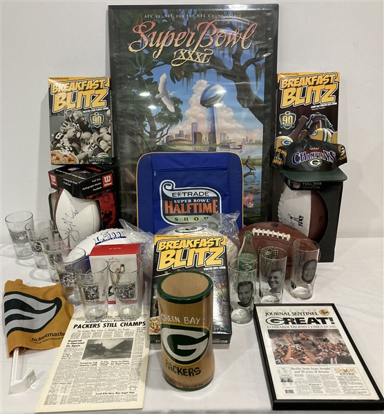 1970s-2000s Green Bay Packers Glassware, Photos, Pennants, Game Day Programs and more (Lot of 65+)
