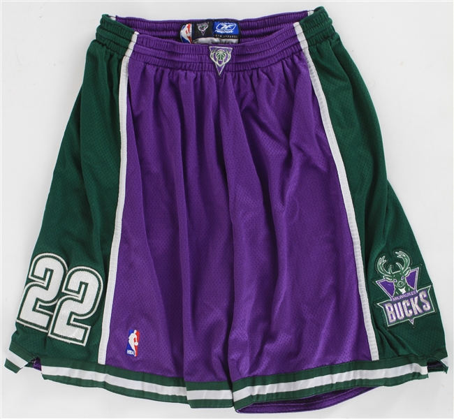 2001-06 Michael Redd Milwaukee Bucks Game Worn Road Uniform Shorts (MEARS LOA)