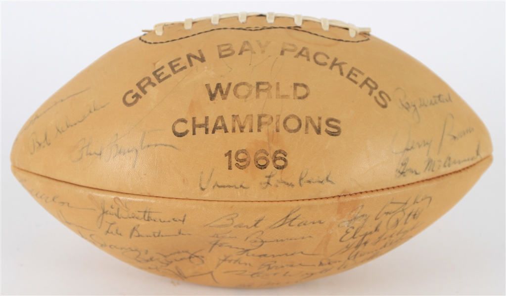 1966 World Champion Green Bay Packers Signed Football w/ 45 Signatures Including Vince Lombardi, Bart Starr, Ray Nitschke & More (JSA/Bob Long Letter)