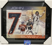 1999 John Elway Denver Broncos Super Bowl XXXIII MVP Signed 27x30 Framed Jersey Number (JSA)