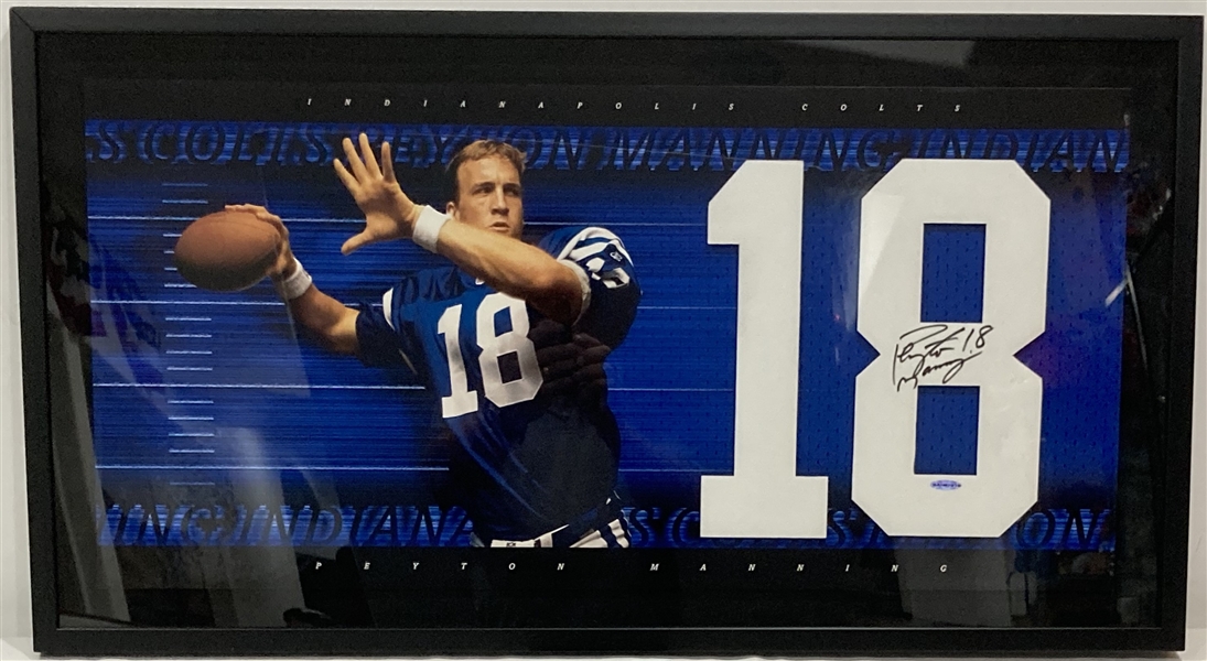 1998-2011 Peyton Manning Indianapolis Colts Signed 22x37 Framed Print (Upper Deck)
