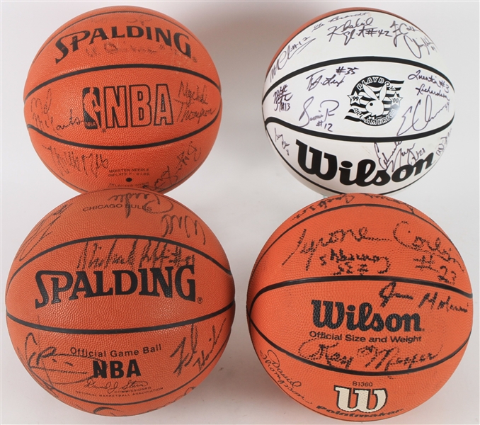 1980s-2000s Basketball & Baseball Memorabilia Collection - Lot of 6 w/ Signed Basketballs, Dream Team Framed Trading Card Display & 16" x 20" Harry Caray Photo (JSA)