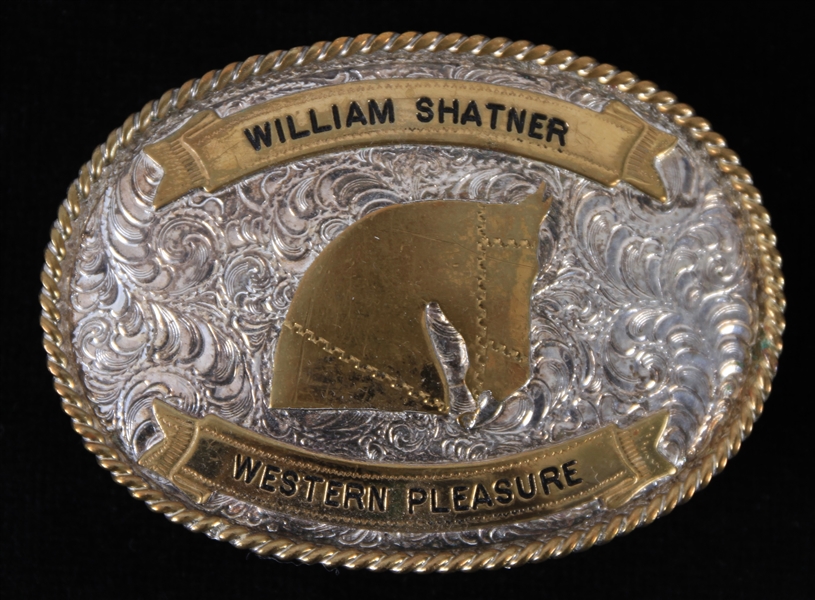 1960s-70s William Shatner Star Trek "Western Pleasure" 3.5" Personally Worn / Owned Belt Buckle Ward Design (MEARS LOA)