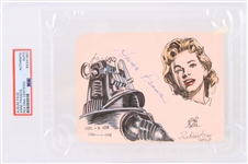 1951 Anne Francis Forbidden Planet Signed 4x6 Sketched Album Page (PSA/DNA Slabbed)