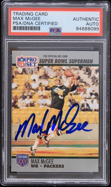1990 Max McGee Green Bay Packers Signed NFL Pro Set Trading Card (PSA/DNA Slabbed)