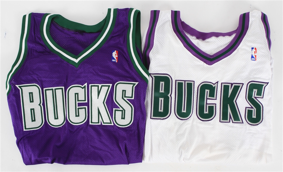 2003-04 Milwaukee Bucks Home & Road Blank Jersey Shells - Lot of 2 (MEARS LOA)