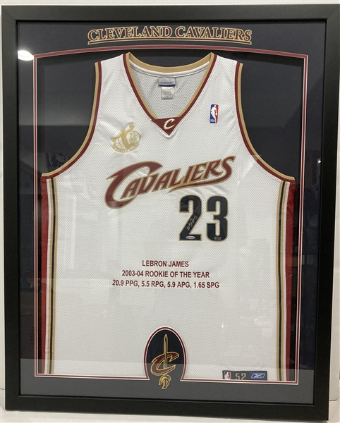2003-04 LeBron James Cleveland Cavaliers Signed 34x43 Framed Jersey (Upper Deck)