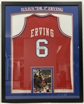 1976-87 Julius Erving Philadelphia 76ers Signed 34x43 Framed Jersey *JSA*