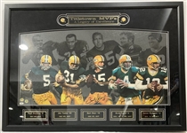 1990s-2000s Paul Hornung, Jim Taylor, Bart Starr, Brett Favre & Aaron Rodgers Green Bay Packers Titletown MVPs Signed 30x42 Framed Print *JSA*