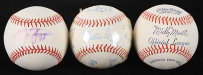 1960s-90s Baseball Collection - Lot of 3 w/ Frank Thomas Signed OAL Budig, Mickey Mantle Official League Ball & Facsimile Stamped Gillette League Ball