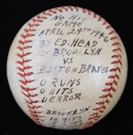 1946 (April 23) Ed Head Brooklyn Dodgers ONL Frick No Hitter Game Used Baseball (MEARS LOA) 