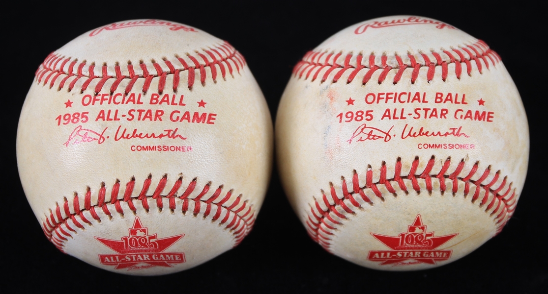 1985 Hubert H. Humphrey Metrodome MLB All Star Game Used OASG Ueberroth Baseballs - Lot of 2 (MEARS LOA)