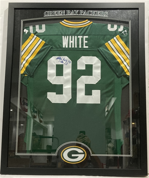 1993-98 Reggie White Green Bay Packers Signed 34x43 Framed Jersey (JSA)