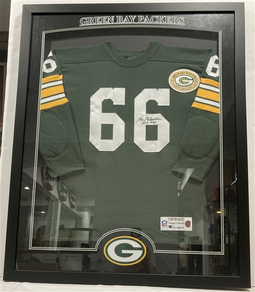 1978 Ray Nitschke Green Bay Packers HOF Signed 34x43 Framed Jersey *JSA*