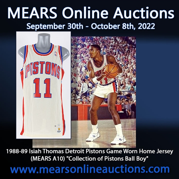 1988-89 Isiah Thomas Detroit Pistons Game Worn Home Jersey (MEARS A10)