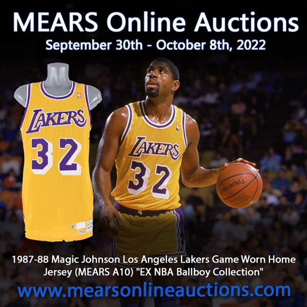 1987-88 Magic Johnson Los Angeles Lakers Game Worn Home Jersey (MEARS A10)