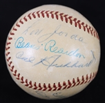 1949 Happy Chandler & Umpire Signed Brooklyn Dodgers New York Yankees Ebbets Field ONL Frick World Series Game Used Baseball (MEARS LOA/JSA)