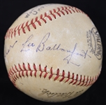 1946 Happy Chandler & Umpire Signed St. Louis Cardinals Boston Red Sox Sportsmans Park ONL Frick World Series Game Used Baseball (MEARS LOA/JSA)