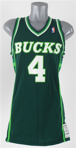1986-87 Sidney Moncrief Milwaukee Bucks Game Worn Road Jersey (MEARS A10)