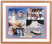 1985 James Buchli NASA Astronaut Space Shuttle Challenger Signed 21x25 Framed Photos w/ Shuttle-Worn Spacelab Patch (JSA)