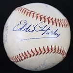 1953 Umpires Signed Brooklyn Dodgers New York Yankees Ebbets Field ONL Giles World Series Game Used Baseball (MEARS LOA/JSA)