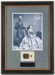 1869-70 Libby Custer 20" x 28" Framed Display w/ Heart Shaped Locket & Box Lid Excavated Near Fort Hayes