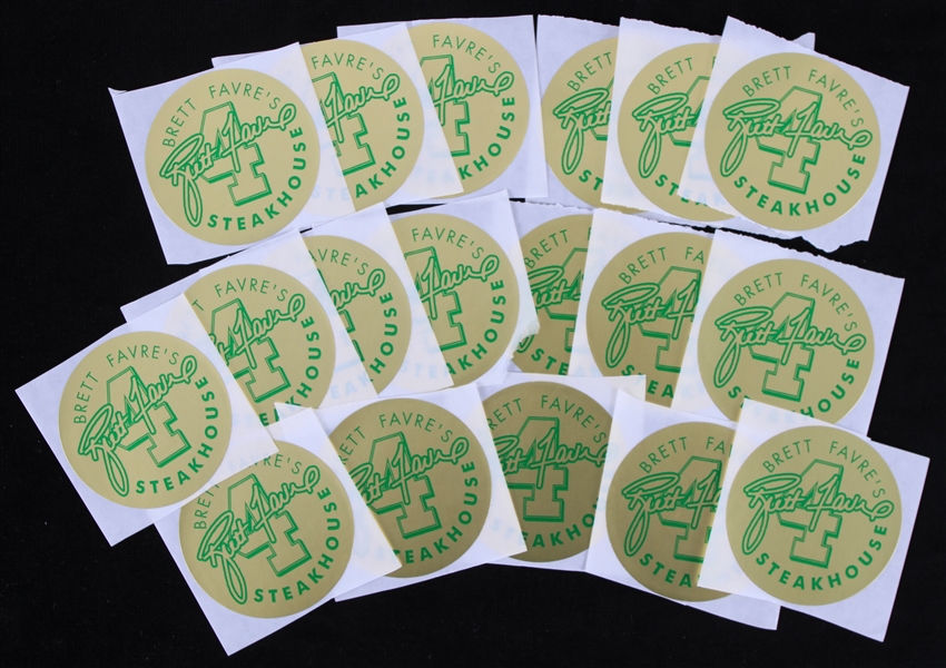 2000s Brett Favre Green Bay Packers 2.5"  Circular Brett Favres Steakhouse Logo Decals - Lot of 18