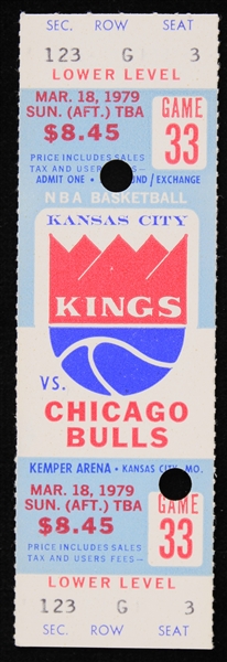 1979 (March 18) Kansas City Kings Chicago Bulls Kemper Arena Ticket