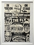 1970s Dr. Zs Graveyard of Horror Triple Scream Show In Person 30x40 Framed Matted Poster 