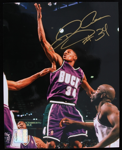 1996-2003 Ray Allen Milwaukee Bucks Signed 8x10 Photo (JSA)