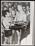 1947 Rocky Graziano and Tony Zale 7x9 Weigh In Press Photo 